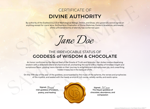 Goddess of Wisdom & Chocolate - Golden