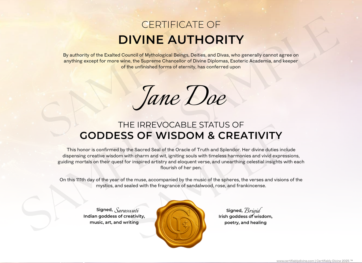 Goddess of Wisdom & Creativity - Golden