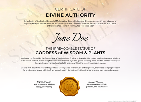 Goddess of Wisdom & Plants - Golden