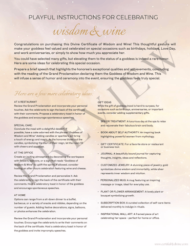 Goddess of Wisdom & Wine | Wisdom and Wine (3 Variations)